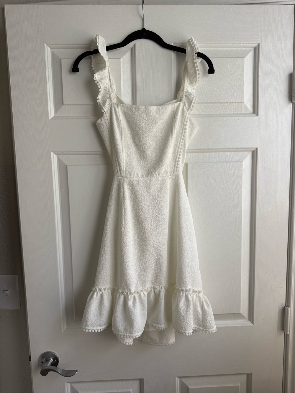 Backless Ruffle Hem White Sundress